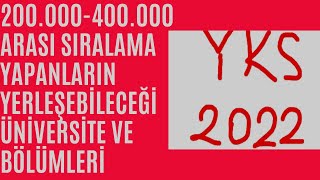 YKS SIRALAMASI 200 BİN İLE 400 BİN ARASINDA OLAN ÖĞRENCİLERİN GİREBİLECEKLERİ ÜNİVERSİTE VE BÖLÜMLER [upl. by Eelhsa375]