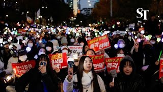 South Korean protesters hold rally ahead of presidents impeachment vote [upl. by Cinnamon965]