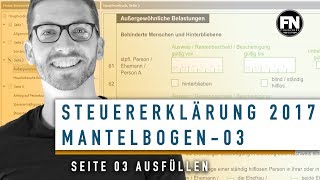 Mantelbogen 2017 Seite 3 ausfüllen  Elster Tutorial Mantelbogen 2017  Steuererklärung 2017 machen [upl. by Sel]