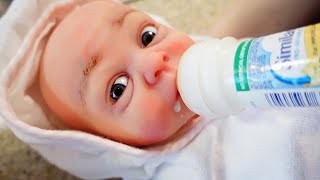 Silicone Reborn Baby Doll Routine with Full Body Silicone Newborn Baby [upl. by Bove153]