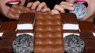 ASMR GIANT AERO BUBBLY CHOCOLATE BAR CREAM BOMB CAKES FUDGE BROWNIES ICE CREAM SANDWICHES 먹방 [upl. by Martijn]