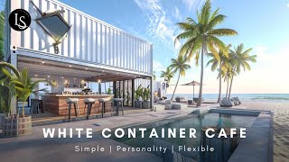 Beachside Paradise White Container Cafe with Pool amp Coconut Palms [upl. by Laverne387]