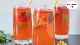 Sommerdrink Erdbeer Limette  fruchtig erfrischend  Cocktail ohne Alkohol [upl. by Yrennalf]