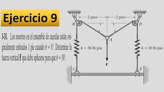 Equilibrio de fuerzas 9 Determine la fuerza vertical F que debe aplicarse para que θ  30 grados [upl. by Seniag101]