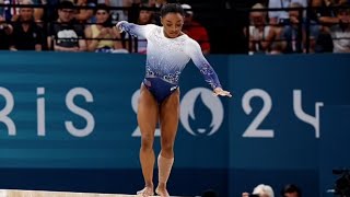 🇺🇸 Simone Biles shock falling down in womens beam final Paris Olympics 2024 Rebeca andrade [upl. by Killy]