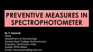 Preventive Measures in Spectrophotometer [upl. by Gnart683]