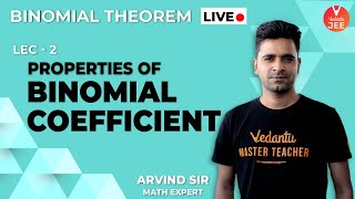 Binomial Theorem  L2  Properties of Binomial Coefficient  Class 11 Maths  Vedantu JEE [upl. by Huoh221]