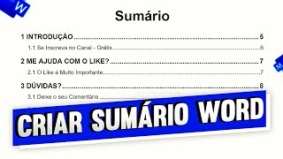 Como fazer Sumário no Word Office 365 Sumário Automático no Word [upl. by Watters880]