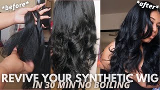 REVIVE YOUR SYNTHETIC WIG IN 30 MIN  NO BOILING WATER [upl. by Okier772]