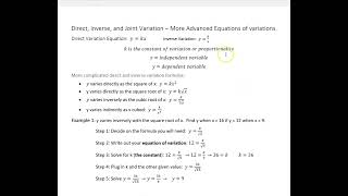 Direct inverse and Joint Variation  more difficult [upl. by Trinetta]