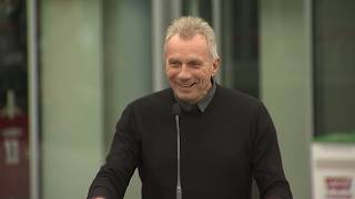 49ers unveil quotThe Catchquot statues Joe Montana gives speech [upl. by Hovey708]