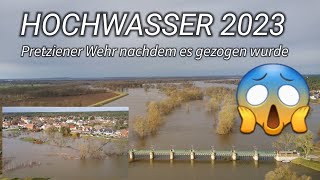 Hochwasser 2023 Pretziener Wehr 291223 nachdem es gezogen wurde bei Magdeburg 4k [upl. by Haye]