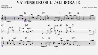 VA PENSIERO SULLALI DORATEGPlay AlongGuitarViolinKeyboardFluteMelodicaRecorder [upl. by Sivia]