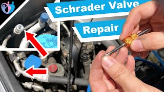 How to replace a AC Service Port Schrader Valve on a car AC line [upl. by Ario]