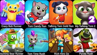 Talking Tom Gold RunRich Hero GoTom Candy RunPanda RushMy Talking Tom 2Crazy Bob Runner… [upl. by Klemm612]