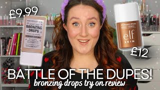 NEW REVOLUTION amp ELF BRONZING DROPS Which Dupe Is Best Comparison amp Try On Drunk Elephant Dupes [upl. by Nidroj39]