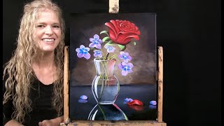 Learn How to Draw amp Paint ROSES ARE RED VIOLETS ARE BLUE  Acrylic Paint and Sip at HomeArt Lesson [upl. by Capp]