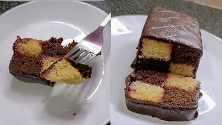 Battenberg Cake Recipe Eggless Cake Recipe [upl. by Toblat]