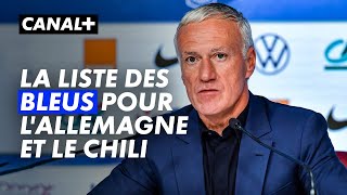 Didier Deschamps dévoile la liste de léquipe de France pour lAllemagne et le Chili [upl. by Yecrad]