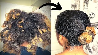 Dirty dry MATTED hair LOOK NO FURTHER Simple detangling wash and deep conditioning routine [upl. by Simson]