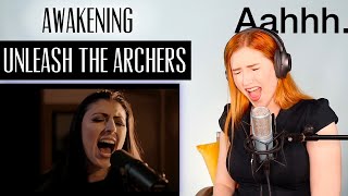 VOICE COACH REACTS  Unleash the Archers AWAKENING strap in and hold on folks [upl. by Trik927]