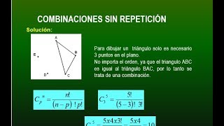 COMBINACION SIN REPETICION  COMBINACIONES SIN REPETICION [upl. by Icrad]