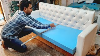 How To Build Leather Chesterfield Three Seater Sofa How To Make Low Cost High Quality Sofa 2023 [upl. by Sisile]