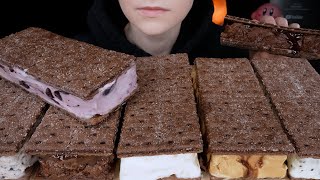 ASMR Chocolate Graham Cracker Ice Cream Sandwiches  Coffee Syrup Cherry Vanilla Cookie Dough [upl. by Silda]