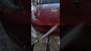 Gyeon Bug amp Grime Remover on this Red Tesla Model Y for the HardtoRemove Spots [upl. by Anirroc]