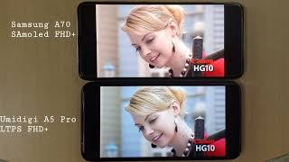 Super Amoled vs LTPS LCD Duel Display keren yang mana Samsung A70 vs Umidigi A5 Procekidot [upl. by Burlie]