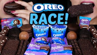 ASMR OREO DESSERT RACE MILKA OREO ALFAJOR OREO BALLS ICE CREAM CAKES WAFER ROLLS SUNDAE 먹방 [upl. by Gomer]