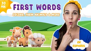 First Words for Babies with Colors and Farm Animals All in Spanish [upl. by Eatnoj]