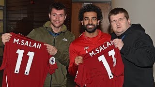 Mo Salah invites viral star Mike Kearney to Melwood  Your support is an inspiration [upl. by Filahk]