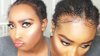 HOW TO SLAY amp LAY EDGES on Stubborn Natural Hair for ONLY 3 [upl. by Ayekan]