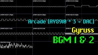 Gyruss  BGM 1 amp 2 Arcade AY8910×3  DAC Oscilloscope Visualization [upl. by Ayet987]