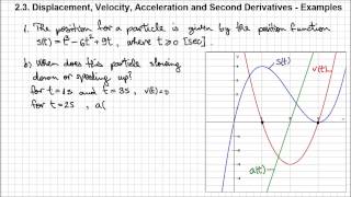 23 Displacement Velocity Acceleration and Second Derivatives  Example4 [upl. by Snider771]