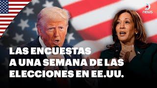 🇺🇸 A una semana de las elecciones en Estados Unidos así están las encuestas  DNews [upl. by Oniliuqnart]