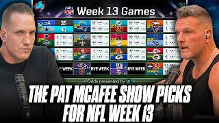 The Pat McAfee Show Picks amp Predicts Every Game For NFLs 2023 Week 13 [upl. by Kath]