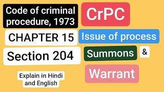 CrPC Sec204  Issue of process Commencement of proceedings before magistrates chapter 15 CrPC [upl. by Mauldon]