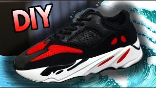 HOW TO YEEZY BRED RUNNER CUSTOM FROM WAVE RUNNER 700S [upl. by Marquita]