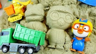 Sand play Pororo and Robocar Poli Tayo car toys [upl. by Hahn]