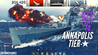 World Of Warships ¡batalla asimétrica crucero Annapolis☆ 4 kills 206k de daño y 12 citadels [upl. by Chimene]