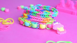 DIY How to make Friendship Rainbow Loom Fishtail Beaded Bracelets 3 Designs with WIZARD OF LOOM Kit [upl. by Negyam]