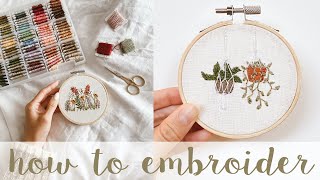 EMBROIDERY 101  How to embroider for beginners  What you need to start  step by step tutorial [upl. by Eidnew]