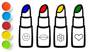 💄✏️How to draw lipstick for children toddlers  Makeup drawing easy [upl. by Anne-Marie]