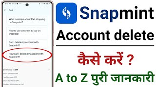 Snapmint Account Delete Kaise Kare  How To Delete Account In Snapmint App [upl. by Otilegna]