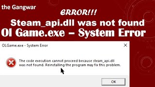 HOW TO FIX OL GAME EXE  SYSTEM ERROR [upl. by Brabazon]