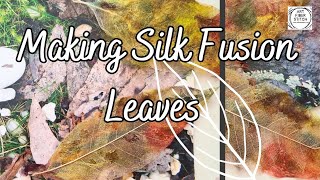 Silk paper or silk fusion used to create leaves from leaf skeletons textileart fiberart craft [upl. by Sinnek818]