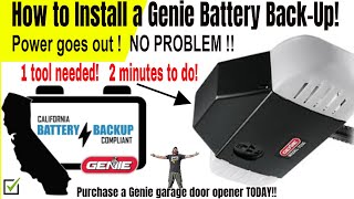 Genie Garage Door Opener Battery Back Up  How To Installation Video [upl. by Erdua364]