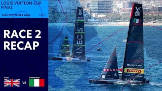 Louis Vuitton Cup Final Race 2 Recap  INEOS Britannia vs Luna Rossa Prada Pirelli [upl. by Klemm]